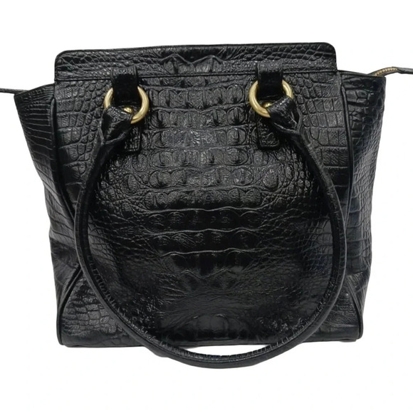Brahmin Croc Embossed Tote Bag, Black - Picture 1 of 17